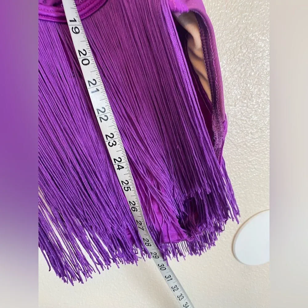 WEISSMAN Dance purple sequin fringe Costume Sequin Fringe Halter Dress D11806 SA